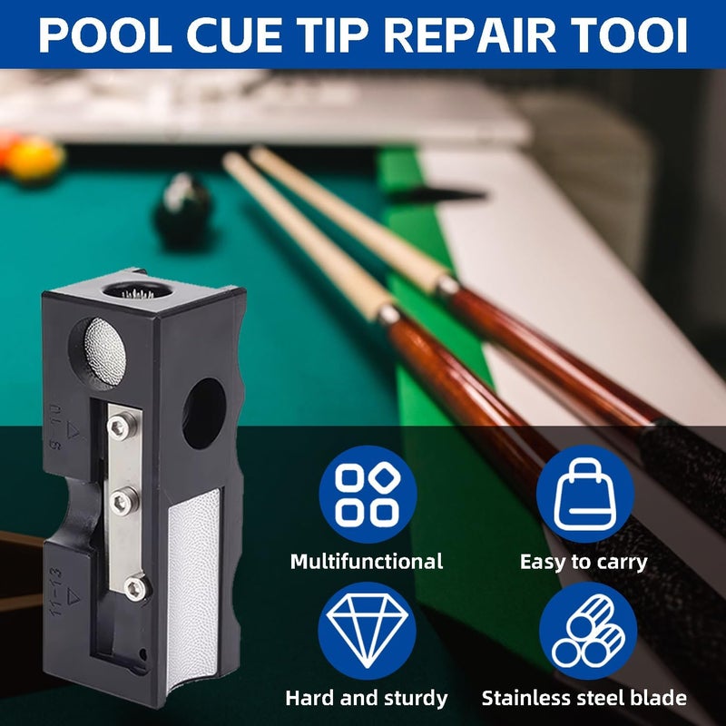 Gukoo 11-in-1 Pool Cue Tips Replacement Kit, Billiards Pool Cue Tip Shaper, Portable Pool Table Accessories for Pool Cue Tip Replacement and Shaping, Pool Cue Tip Repair Kit for Billiard Enthusiasts - Image 4